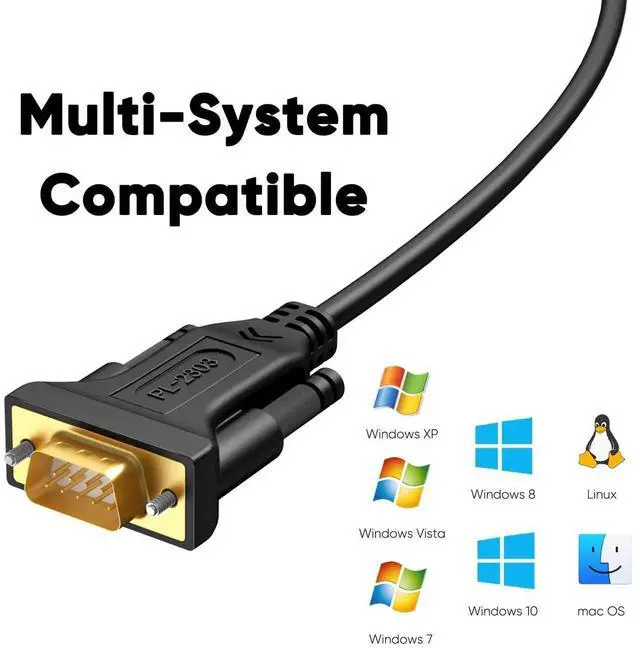 Alt view image 7 of 7 - WRIARICH 3M 10FT Black USB to RS232 DB9 Serial Cable PL2303 Chip for Cash Register Scanner CNC Modem Digital Camera