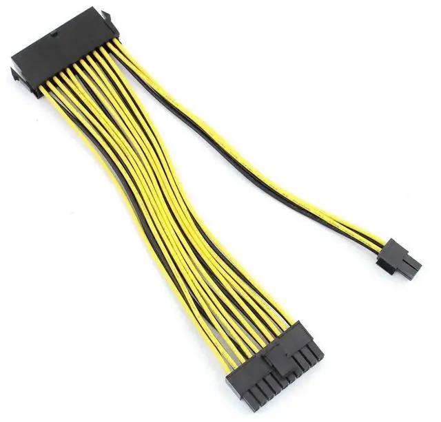 Alt view image 2 of 6 - WRIARICH 2-Pack 20cm 18AWG ATX 24Pin (20+4Pin) Splitter Extension Cables, Motherboard Power Adapter Cords for BTC Mining Rig