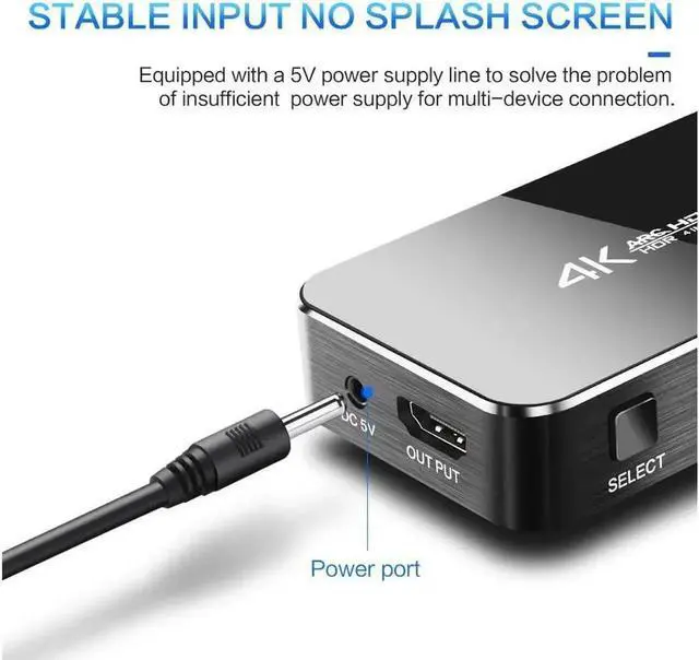 Alt view image 2 of 7 - WRIARICH 4 In 1 Out 4K HDMI Switch with Audio Extractor, Support ARC, IR Remote & HDR, HDMI Splitter Switcher for PS3 PS4 HDTV