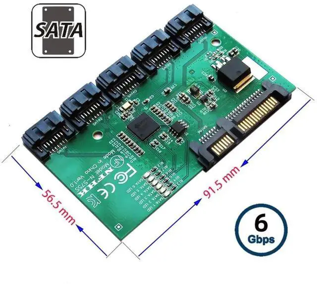 Alt view image 6 of 6 - WRIARICH 1 to 5 Port SATA 3.0 Port Multiplier Splitter Hub with JMB575 Chip, SATA PM Multiplier Adapter