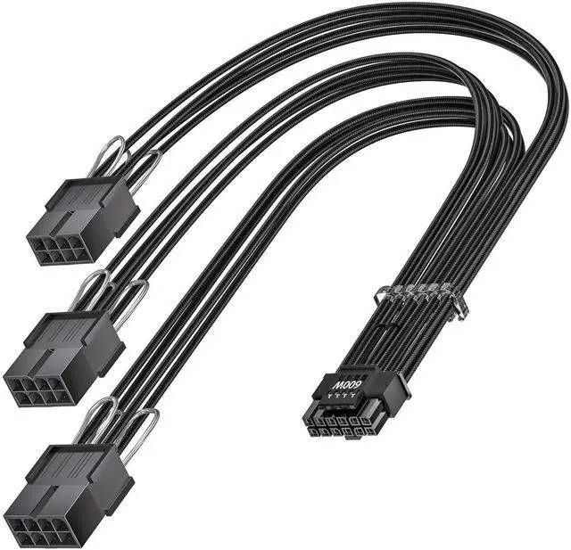 Main image of WRIARICH 30cm Sleeved PCIe 5.0 12VHPWR Extension Cable, 16Pin (12+4/12V-2x6) Male to 3×8Pin PCIe Female GPU Power Adapter Cord, Compatible with RTX 5080 5070 5070Ti 3090Ti 4070Ti 4080 4090