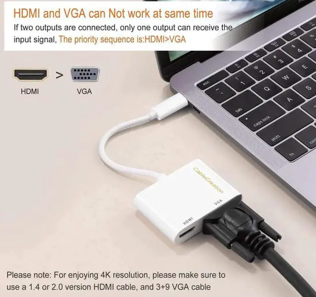 Alt view image 4 of 6 - WRIARICH 2 Pack USB C to HDMI VGA Dual Display Adapter, Type-C Multiport Video Converter Compatible with iPhone 15 Plus/15 Pro Max, MacBook Pro, 2020 iPad Pro, Yoga 910, Surface Pro, Pixel