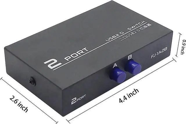 Alt view image 4 of 7 - WRIARICH 2-Port USB 2.0 Printer Sharing Switch, USB Device Port Splitter for 2 Computers Share One Peripheral, Comes with 2PCS USB 2.0 Male Cables