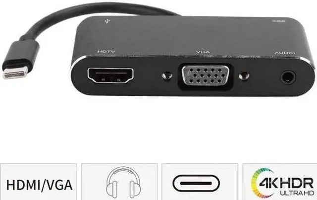 Alt view image 3 of 7 - WRIARICH USB-C Docking Station Multiport Adapter, Supports 4K & 1080P Video, Equipped with HDMI, VGA, 3.5mm Audio Jack, USB 3.0 and USB-C Port for Laptops & USB-C Phones