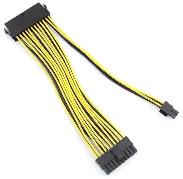 Alt view image 2 of 6 - WRIARICH 2-Pack ATX 20+4 Pin 24Pin Splitter Extension Cables, 18AWG 20CM Motherboard PSU Adapter Cords for BTC Mining Rig