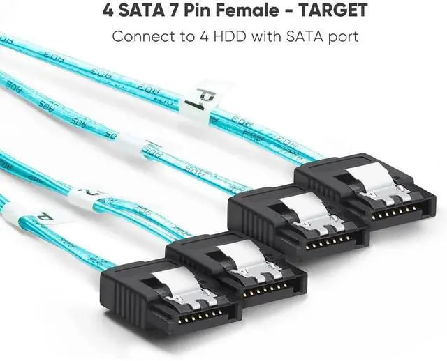Alt view image 6 of 6 - WRIARICH 2M SFF-8088 Mini SAS 26Pin Male to 4 SATA 7Pin Female Breakout Cable, 6.6FT Server RAID Controller to SATA Hard Drive Backplane Cable