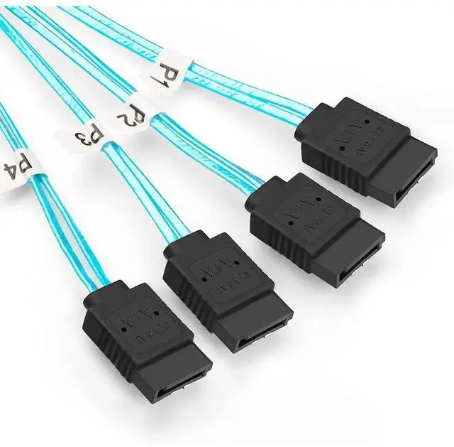 Alt view image 5 of 6 - WRIARICH 2M SFF-8088 Mini SAS 26Pin Male to 4 SATA 7Pin Female Breakout Cable, 6.6FT Server RAID Controller to SATA Hard Drive Backplane Cable