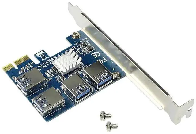 Alt view image 7 of 7 - WRIARICH PCI-E 1X to 4 PCIe X16 Riser Card, 1-to-4 Multiplier Adapter with USB3.0 Cable for Mining Rig