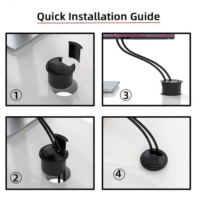 Alt view image 3 of 7 - WRIARICH 60mm Desk Grommet Flush Mount USB 3.0 Dock Splitter, 3-Port USB Hub with Built-in Sound Card & Headset Mic AUX Audio Interface for Desktop Office PC
