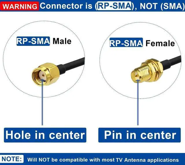 Alt view image 2 of 7 - WRIARICH 2 Pack 30ft RG174 RP-SMA Male to Bulkhead Mount RP-SMA Female WiFi Antenna Extension Cable for Router IP Camera Wireless Network Card Adapter