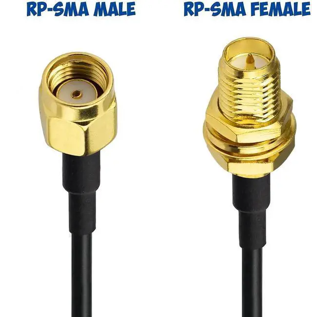 Alt view image 5 of 7 - WRIARICH 2 Pack 30ft RG174 RP-SMA Male to Bulkhead Mount RP-SMA Female WiFi Antenna Extension Cable for Router IP Camera Wireless Network Card Adapter