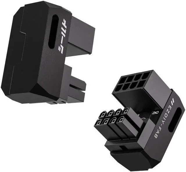 Main image of WRIARICH Shield Series 8-Pin PCIe GPU Power Adapter, 180° U-Turn Angled Aluminum Connector, Black, 2 Pack