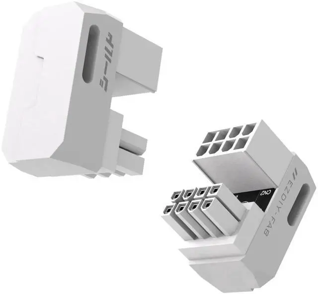 Main image of WRIARICH 2 Pack White Shield Series Reverse 180° U-Turn 8Pin PCIe GPU Power Adapter, Aluminum Alloy Connector