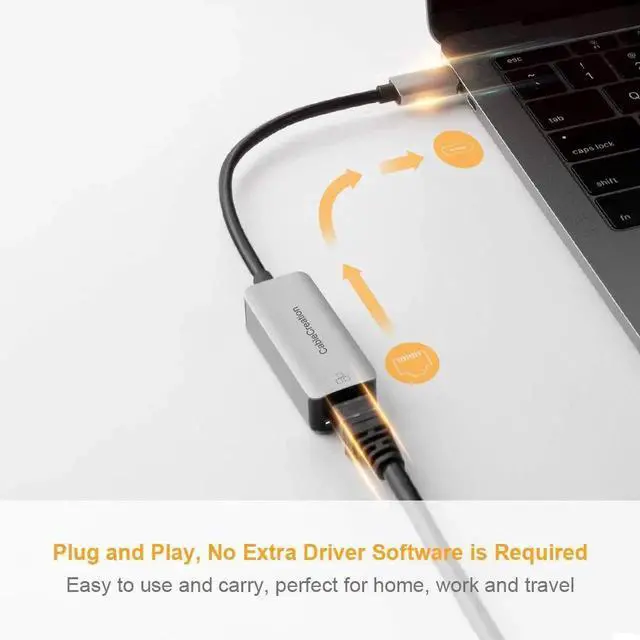 Alt view image 4 of 7 - USB-C Gigabit Ethernet Adapter, Thunderbolt 3 Compatible Type-C to RJ45 10/100/1000Mbps LAN Network Dongle for Steam Deck, MacBook Pro/Air M1/M2, iPad 2022, Galaxy S22 Ultra & All USB-C Devices