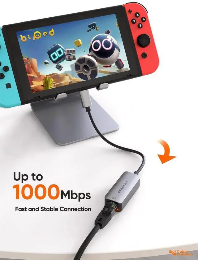 Alt view image 6 of 7 - USB-C Gigabit Ethernet Adapter, Thunderbolt 3 Compatible Type-C to RJ45 10/100/1000Mbps LAN Network Dongle for Steam Deck, MacBook Pro/Air M1/M2, iPad 2022, Galaxy S22 Ultra & All USB-C Devices