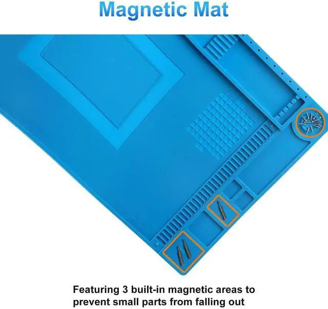 Alt view image 4 of 7 - WRIARICH 17.7"×11.8" Magnetic Silicone Soldering Mat, 932°F Heat Resistant Repair Work Pad