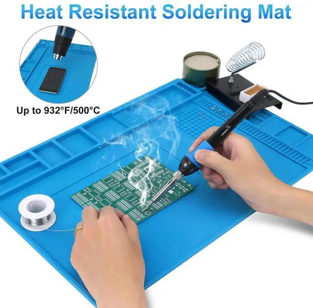 Alt view image 5 of 7 - WRIARICH 17.7"×11.8" Magnetic Silicone Soldering Mat, 932°F Heat Resistant Repair Work Pad