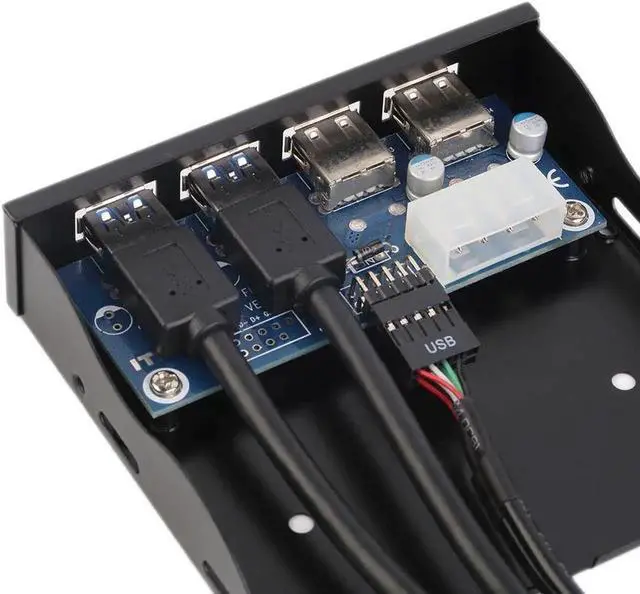 Alt view image 3 of 7 - WRIARICH 3.5 Inch Floppy Bay PC Front Panel 4-Port USB Hub Splitter, 2 USB3.0 + 2 USB2.0 Multi Interface Expansion for Desktop Chassis