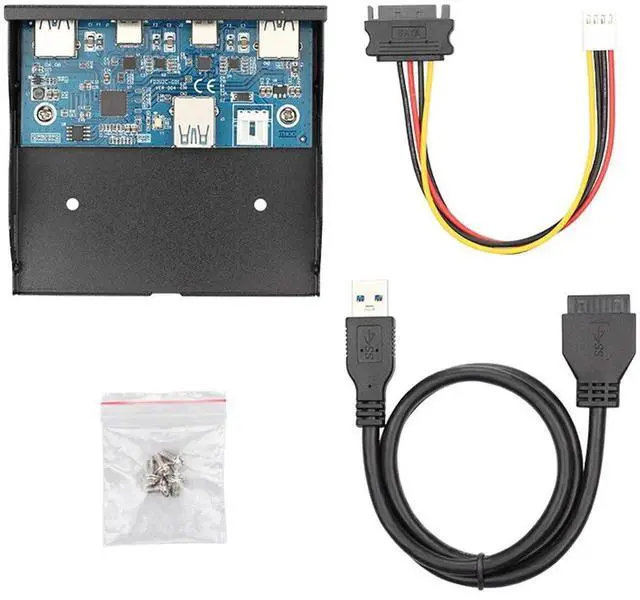 Alt view image 3 of 7 - WRIARICH 4-Port USB-C & USB 3.0 Hub Cable, Front Panel 20Pin to Motherboard Connector for 3.5" Floppy Bay