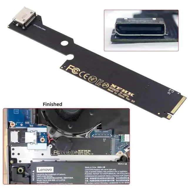 Alt view image 4 of 7 - WRIARICH PCIe 4.0 M.2 M-Key to OCuLink SFF-8612 Host Adapter, Matches SFF-8611 Cable for 2022-2023 ThinkBook 16+, Supports External eGPU and NVMe SSD