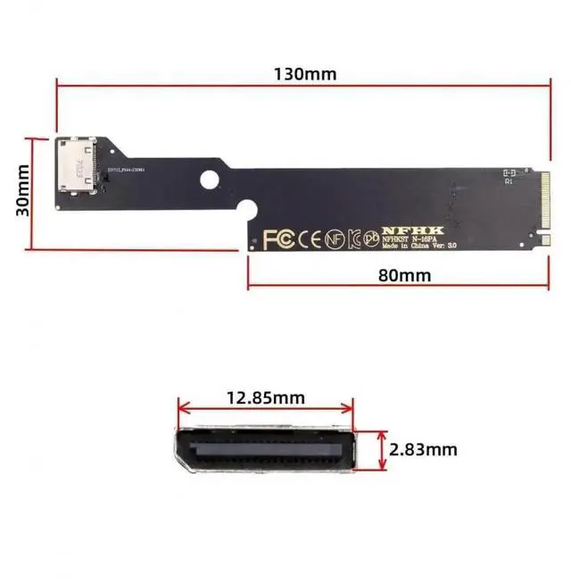 Alt view image 5 of 7 - WRIARICH PCIe 4.0 M.2 M-Key to OCuLink SFF-8612 Host Adapter, Matches SFF-8611 Cable for 2022-2023 ThinkBook 16+, Supports External eGPU and NVMe SSD