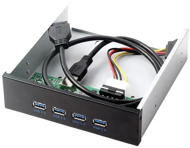 Alt view image 3 of 7 - WRIARICH 4-Port USB 3.0 Front Panel Hub for 5.25 Inch CD-ROM Bay, Internal USB Expansion Dock with 20Pin Motherboard Header Cable for Desktop PC Case