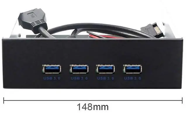 Alt view image 7 of 7 - WRIARICH 4-Port USB 3.0 Front Panel Hub for 5.25 Inch CD-ROM Bay, Internal USB Expansion Dock with 20Pin Motherboard Header Cable for Desktop PC Case