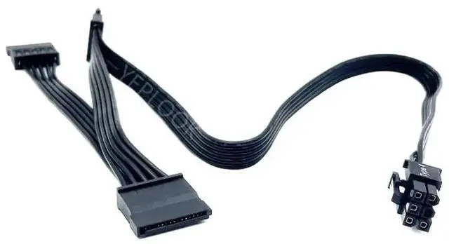 Alt view image 6 of 6 - WRIARICH 6Pin to 3x Straight SATA Power Cable, 18AWG 50+15+15cm Modular PSU Cord Compatible with Corsair SF450 SF600 SF750 SFX Power Supply for SSD & HDD