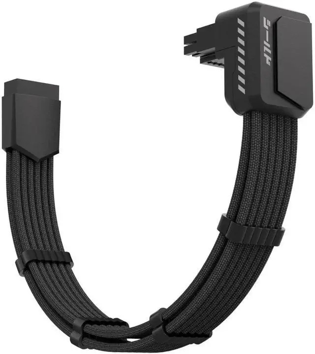 Main image of WRIARICH Shield PCIe 5.1 GPU Extension Cable, 90° 12V-2x6 Angled Adapter, 16Pin(12+4) 12VHPWR Male to Female PSU Extender with Cable Combs, Standard Type, Black, Compatible with RTX 40/50 Series GPUs