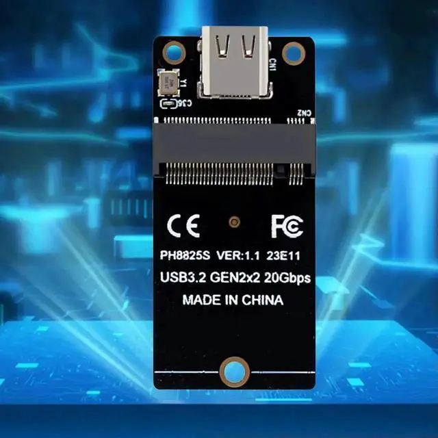 Alt view image 2 of 3 - WRIARICH M.2 NVMe to Type-C Riser Adapter Board, USB3.2 Gen2x2 20Gbps (Up to 2000MB/s) ASM2364 Controller, Compatible with 2230/2242/2260/2280 M.2 SSD