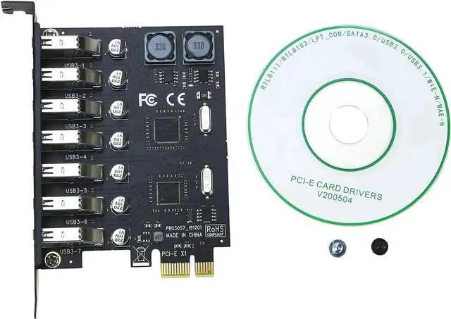Alt view image 5 of 7 - WRIARICH RIITOP PCIe X1 7-Port USB 3.0 Expansion Card, PCI Express 7 External USB3.0 Hub Adapter, 5Gbps High Speed, No Extra SATA Power Required for Desktop PCs