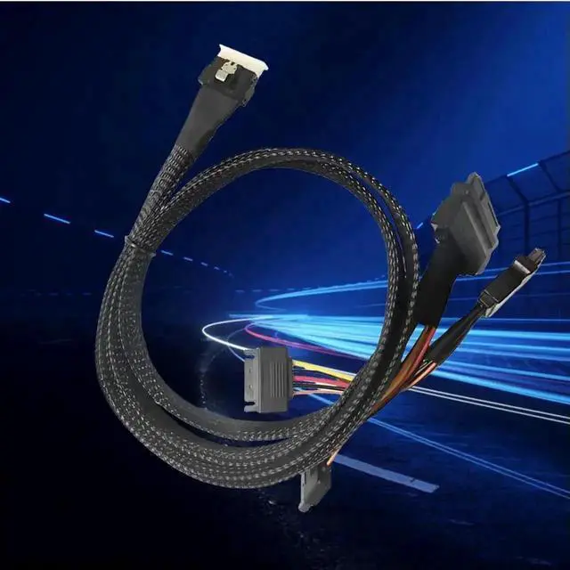 Alt view image 3 of 3 - WRIARICH 50cm SlimSAS 8X Fanout Cable, SFF-8654 74Pin Host to Dual SFF-8639 U.2 NVMe SSD Adapter Cable, PCIe 4.0 Internal Server Storage RAID Cable