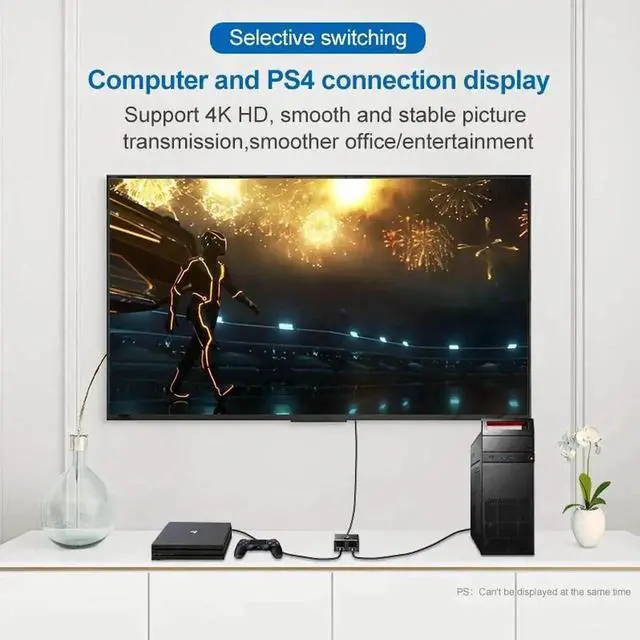 Alt view image 3 of 6 - WRIARICH Bi-Directional 4K HDMI KVM Switch 2 in 1 Out / 1 in 2 Out, HDMI Splitter Adapter Compatible with PS4 PS5 Xbox PC TV
