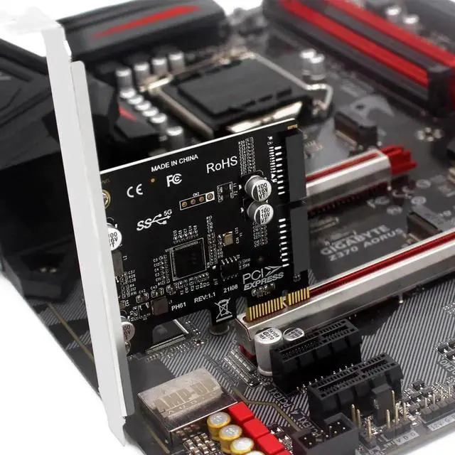 Alt view image 3 of 7 - WRIARICH PCI-E 1X to USB3.0 Front Panel Header Adapter, 5Gbps 19Pin/20Pin Internal Extension Card for Desktop Motherboard