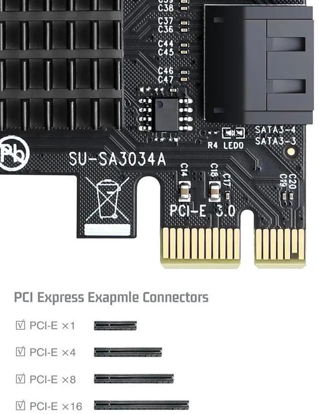 Alt view image 4 of 7 - WRIARICH 4-Port PCIe SATA 3.0 Expansion Card, Bootable Controller with Low Profile Bracket & 4 SATA Cables