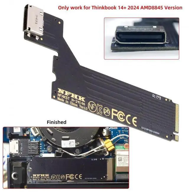Alt view image 3 of 7 - WRIARICH PCIe 4.0 M.2 M-Key to OCuLink SFF-8612 SFF-8611 Host Adapter, Custom Fit for 2024 Lenovo ThinkBook 14+ AMD Ryzen 7 8845 Laptop, Supports External eGPU & U.2 NVMe SSD Expansion