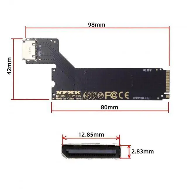 Alt view image 6 of 7 - WRIARICH PCIe 4.0 M.2 M-Key to OCuLink SFF-8612 SFF-8611 Host Adapter, Custom Fit for 2024 Lenovo ThinkBook 14+ AMD Ryzen 7 8845 Laptop, Supports External eGPU & U.2 NVMe SSD Expansion