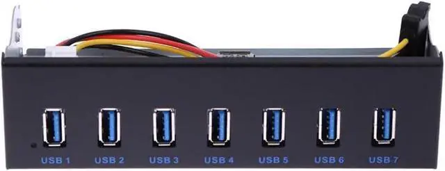 Alt view image 3 of 3 - WRIARICH 5.25 Inch Optical Drive Bay 7-Port USB 3.0 Front Panel Hub, 7 USB 3.0 Type-A Splitter Adapter with 20Pin Motherboard Header Cable & Metal Mount Bracket for Desktop PC Chassis