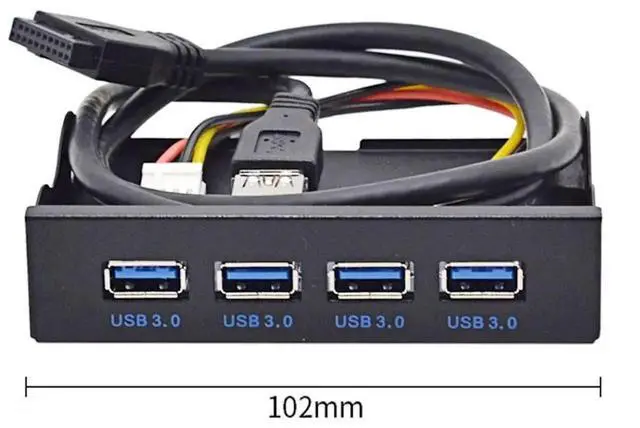 Alt view image 7 of 7 - WRIARICH 4-Port USB 3.0 Front Panel Hub, 3.5" Floppy Bay Mount, 20Pin to Motherboard Adapter with SATA Power Cable
