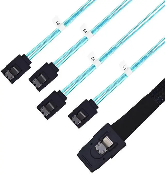 Main image of WRIARICH 2M SFF-8087 Mini SAS to 4 SATA Breakout Cable for RAID Controller & HBA Card