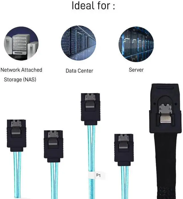 Alt view image 5 of 6 - WRIARICH 2M SFF-8087 Mini SAS to 4 SATA Breakout Cable for RAID Controller & HBA Card