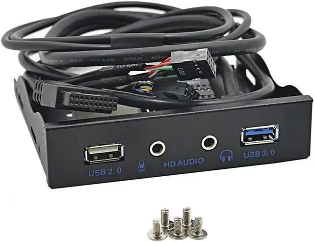 Main image of 3.5 Inch Floppy Bay Multi-Function Front Panel Hub, 2×USB3.0 + HD Audio & Mic Jack Metal Expansion Bracket, Comes with 20Pin USB3.0 + 10Pin USB2.0 Internal Adapter Cables for Desktop PC Chassis