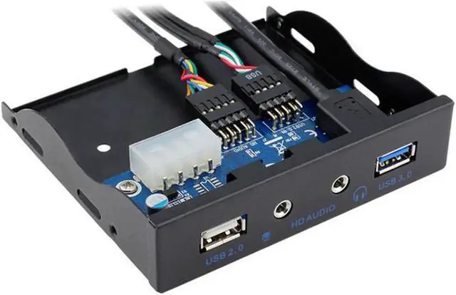 Alt view image 3 of 5 - 3.5 Inch Floppy Bay Multi-Function Front Panel Hub, 2×USB3.0 + HD Audio & Mic Jack Metal Expansion Bracket, Comes with 20Pin USB3.0 + 10Pin USB2.0 Internal Adapter Cables for Desktop PC Chassis