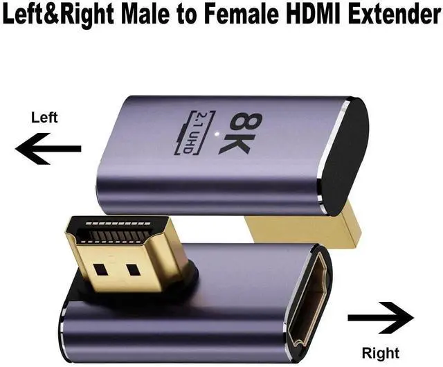 Alt view image 5 of 6 - 6 Pack Aluminum Alloy HDMI 2.1 Adapter Kit, 8K@60Hz 4K@120Hz Multi-Angle HDMI Extender, 90°/270° Up/Down/Left/Right Male to Female, Female to Female & Male to Male HDMI Coupler for PS5 Monitor HDTV PC