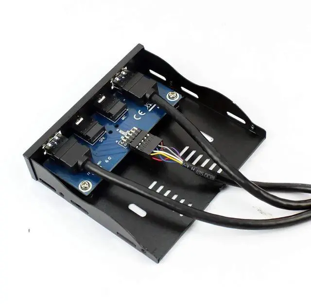 Alt view image 5 of 7 - WRIARICH 2-Port USB 3.0 Front Panel Bracket, 3.5" Floppy Bay Mount, 19Pin to USB 3.0 Hub with HD Audio & Mic Port, Black for Desktop PC