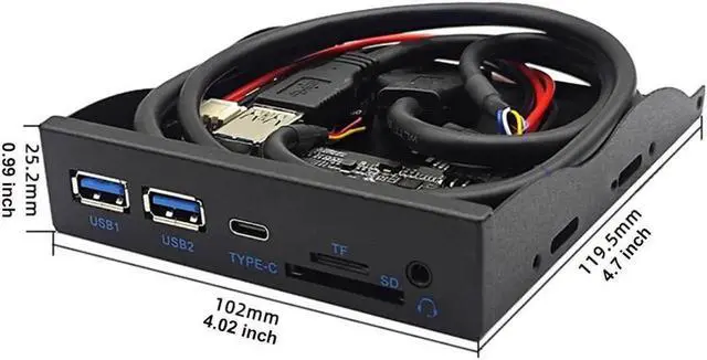 Alt view image 3 of 6 - WRIARICH 3.5 Inch Floppy Bay Front Panel Hub, USB3.2 Gen1 5Gbps Type-C + 2×USB-A, SD/TF Card Reader & 4-Pole 3.5mm HD Audio Jack, Internal PC Case Expansion Adapter