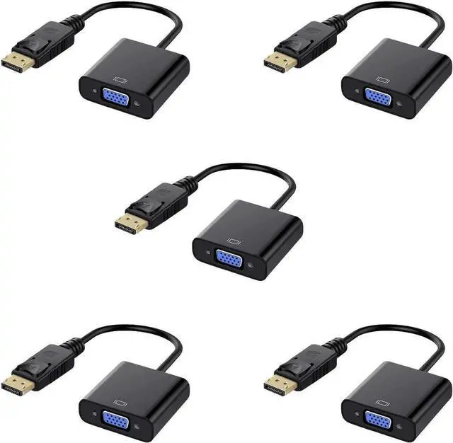 Main image of WRIARICH DisplayPort to VGA, Gold-Plated DP to VGA Adapter (Male to Female) Compatible with Computer, Desktop, Laptop, PC, Monitor, Projector, HDTV (Black) 5-Pack