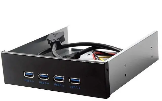 Alt view image 2 of 4 - WRIARICH 5.25" CD-ROM Bay 4-Port USB 3.0 Front Panel Hub, 20Pin Motherboard Header Adapter with SATA Power Cable