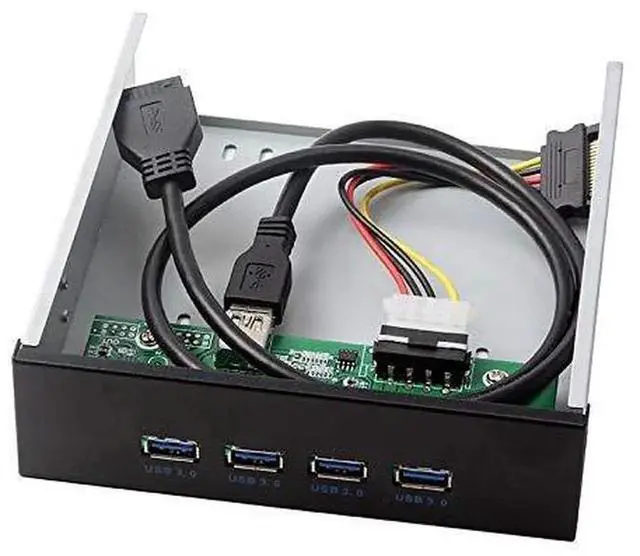 Alt view image 4 of 4 - WRIARICH 5.25" CD-ROM Bay 4-Port USB 3.0 Front Panel Hub, 20Pin Motherboard Header Adapter with SATA Power Cable