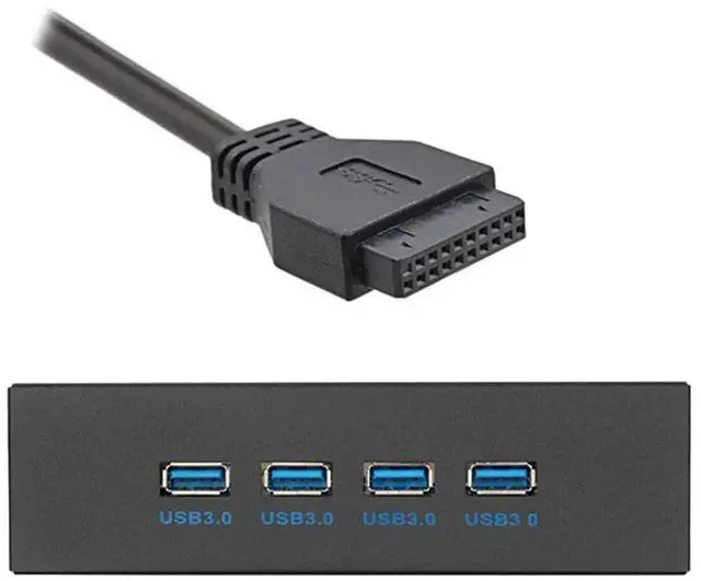 Alt view image 3 of 4 - WRIARICH 5.25" CD-ROM Bay 4-Port USB 3.0 Front Panel Hub, 20Pin Motherboard Header Adapter with SATA Power Cable